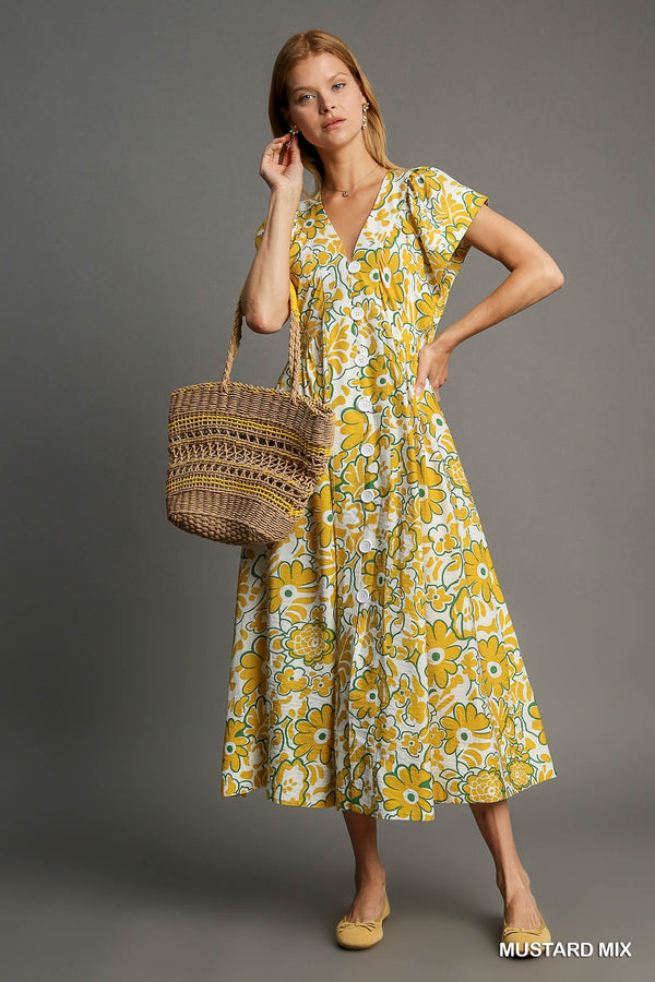 mustard green color dress | Floral With the unique process