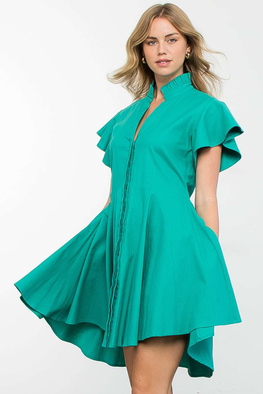 turquoise high low dress