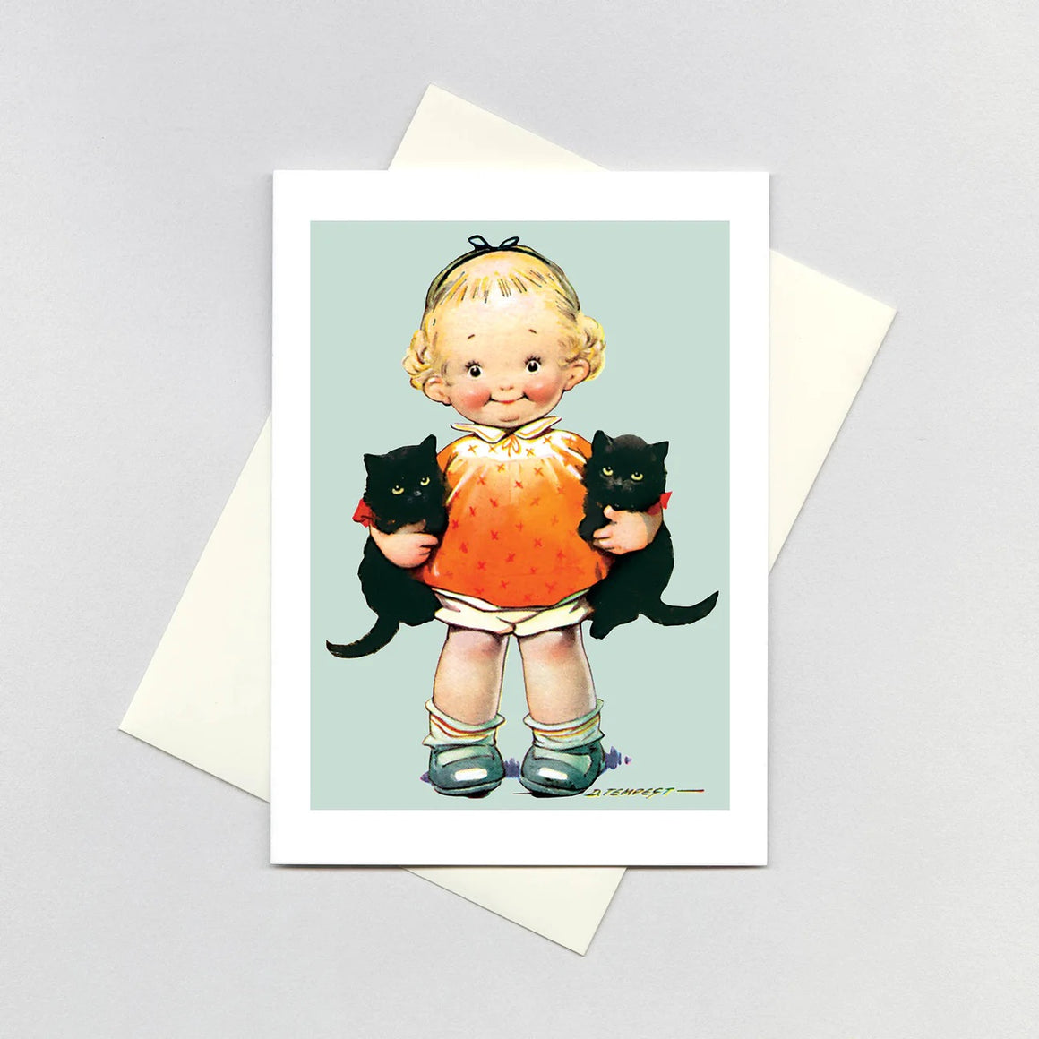 Card | Greeting | Little Girl Kittens
