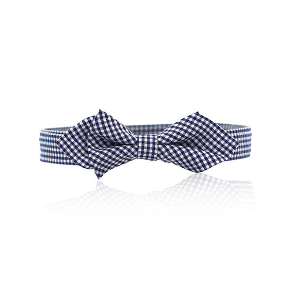 Gingham Bow Tie - Navy