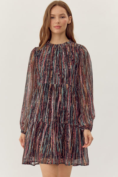 Dress | Color Stripe with Gold Shimmer