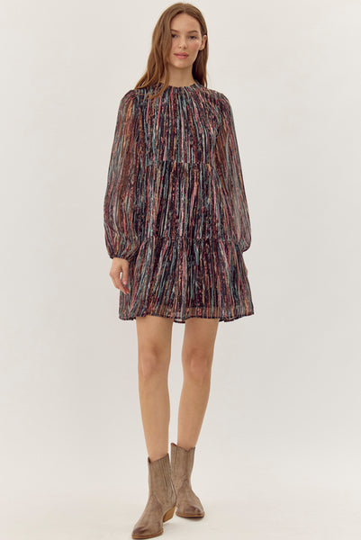 Dress | Color Stripe with Gold Shimmer