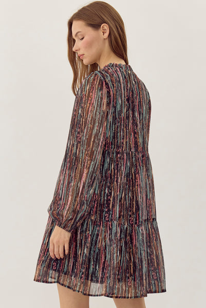 Dress | Color Stripe with Gold Shimmer
