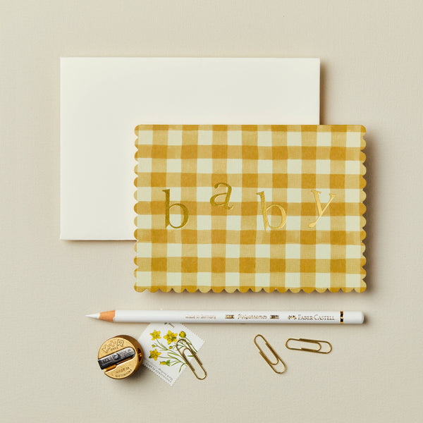 Baby Card | Mustard Gingham