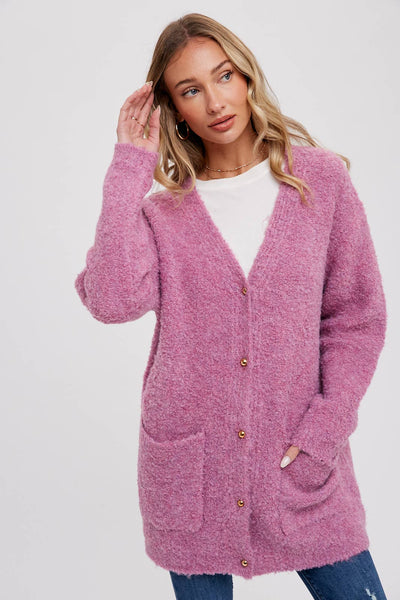 Cardigan | Buttoned Boucle Rose