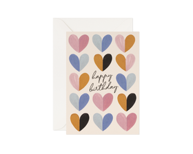 Birthday Greeting Card With Hearts "All Hearts in a Row"