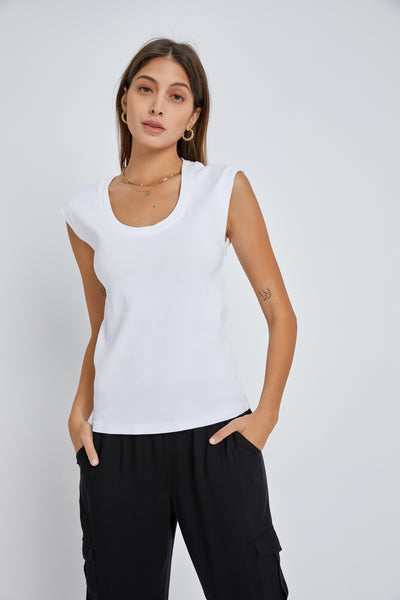 Scoop Neck Shirt | White