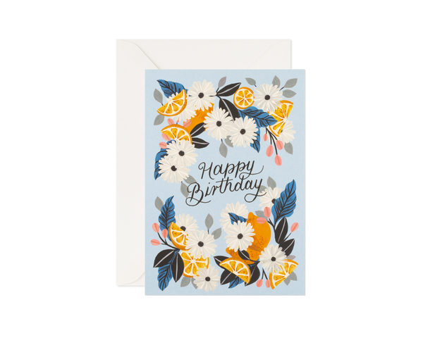Floral Birthday Greeting Card With Lemons "Sweet Lemons"