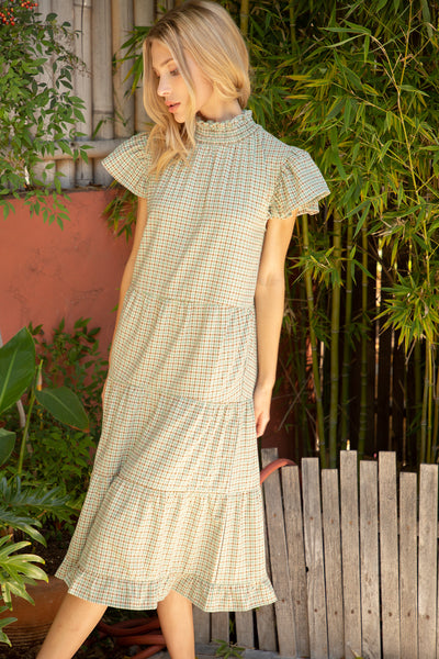 Dress | Sage Ruffle Neck