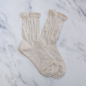 Socks | Triple Ruffle Beige