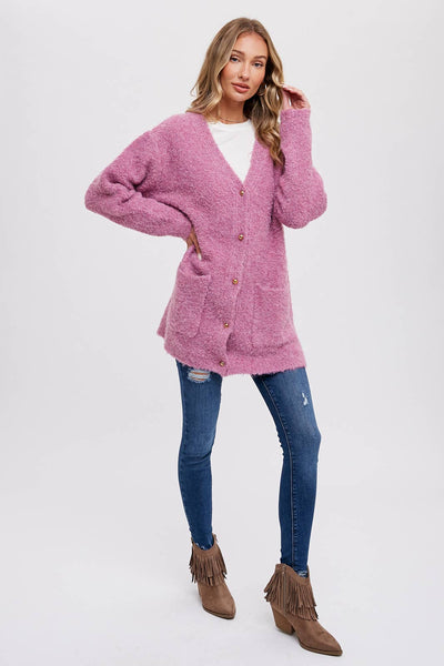 Cardigan | Buttoned Boucle Rose