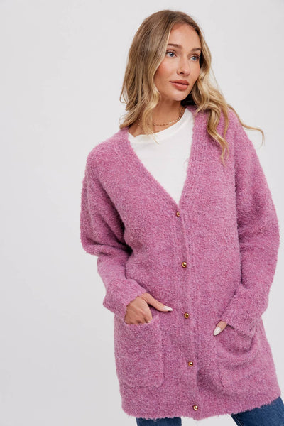 Cardigan | Buttoned Boucle Rose