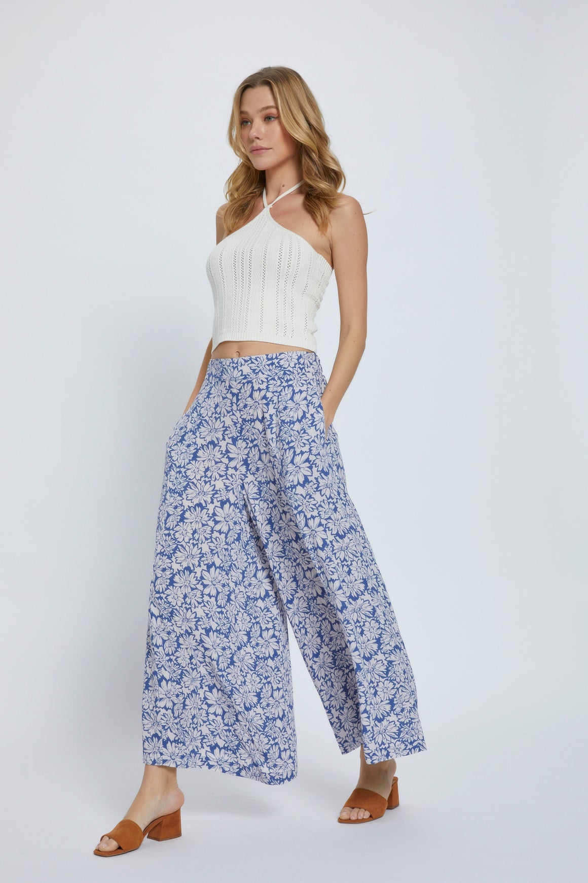 Palazzo Pants | Floral Denim