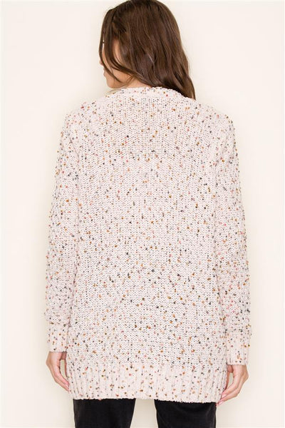 Long Cardigan Popcorn Sweater