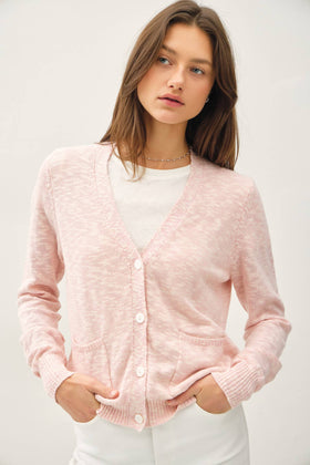 Cardigan | Cotton Slub Light Pink