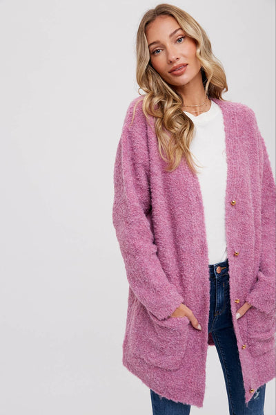 Cardigan | Buttoned Boucle Rose