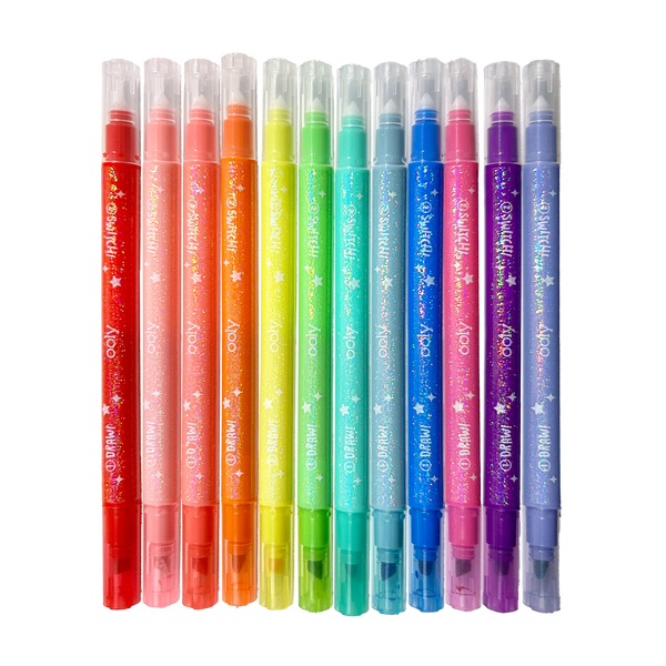 Switch-Eroo Sparkle Glittery Color Changing Markers- 12 pc