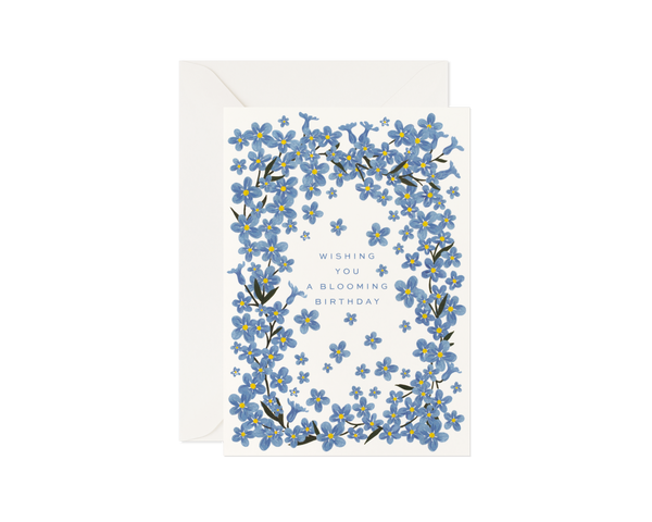 Birthday Greeting Card With Blue Flowers "Blooming Birthday"