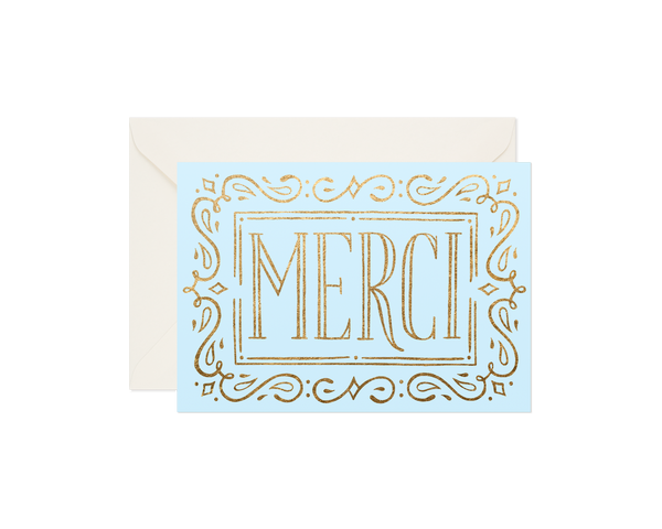 Thank You Card "Merci" with Gold-foil