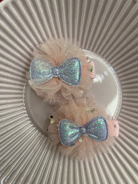 Alligator Clip Set | Tulle Bow | Purple