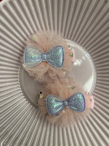 Alligator Clip Set | Tulle Bow | Purple