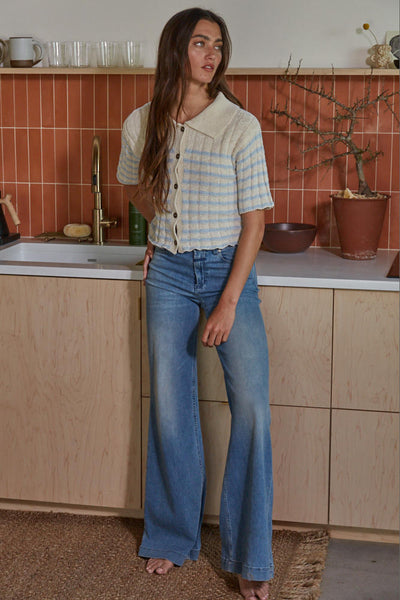 Top | Knit Cardigan Stripe