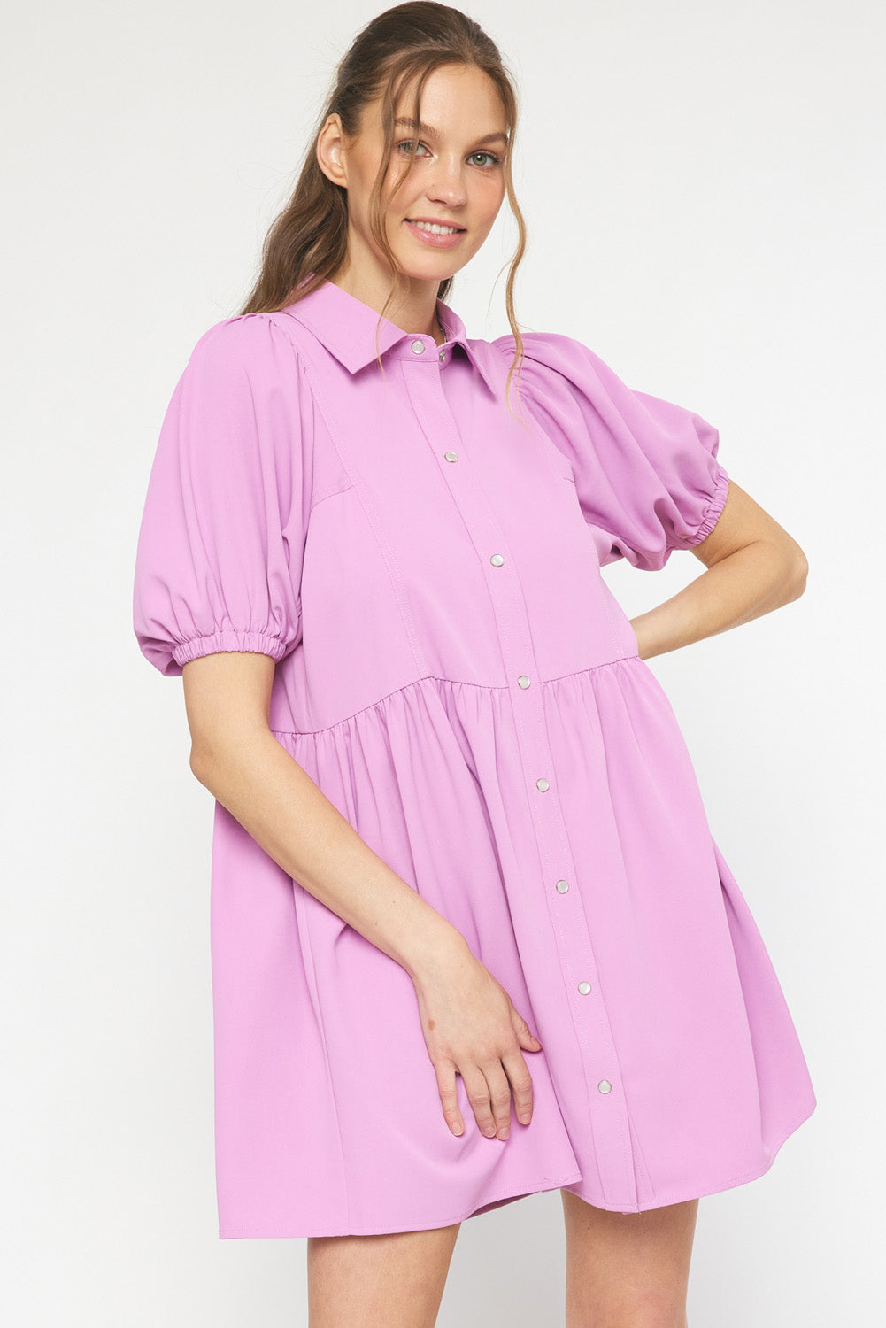 Puff Sleeve Dress | Pink