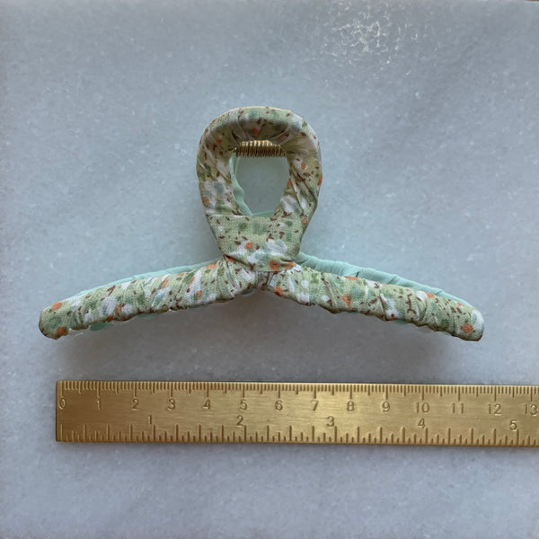 Claw Clip | Twist Double Floral | Green
