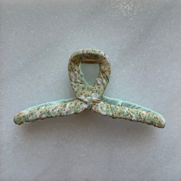 Claw Clip | Twist Double Floral | Green