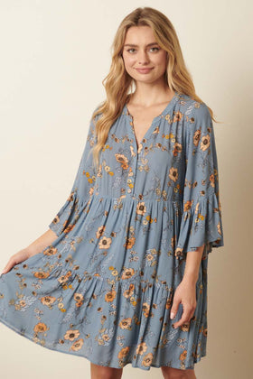 Dress | Dusty Blue Foral