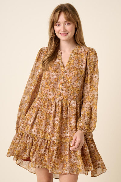 Dress | Vintage Rust Flower Dress