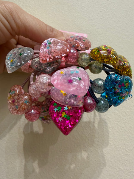 Hair Tie Set | Glitter Hearts