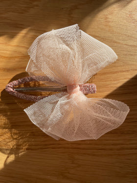 Hair Tulle Bow Clip | Champagne