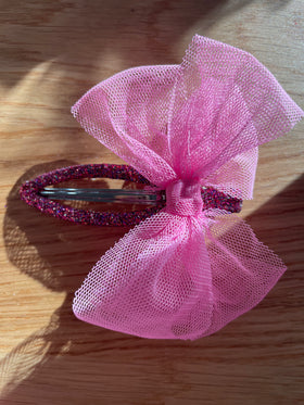 Hair Tulle Bow Clip | Barbie Pink