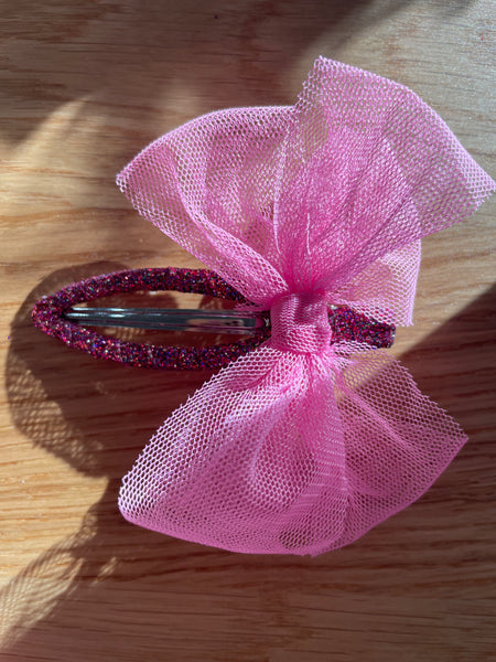 Hair Tulle Bow Clip | Barbie Pink
