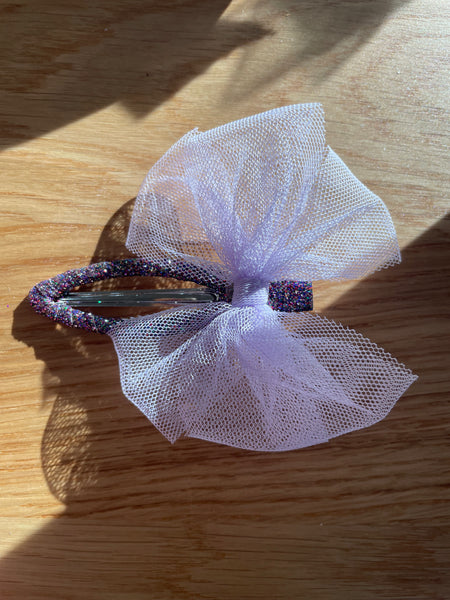 Hair Tulle Bow Clip | Lilac
