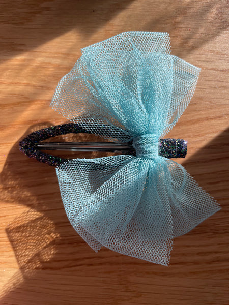 Hair Tulle Bow Clip | Teal