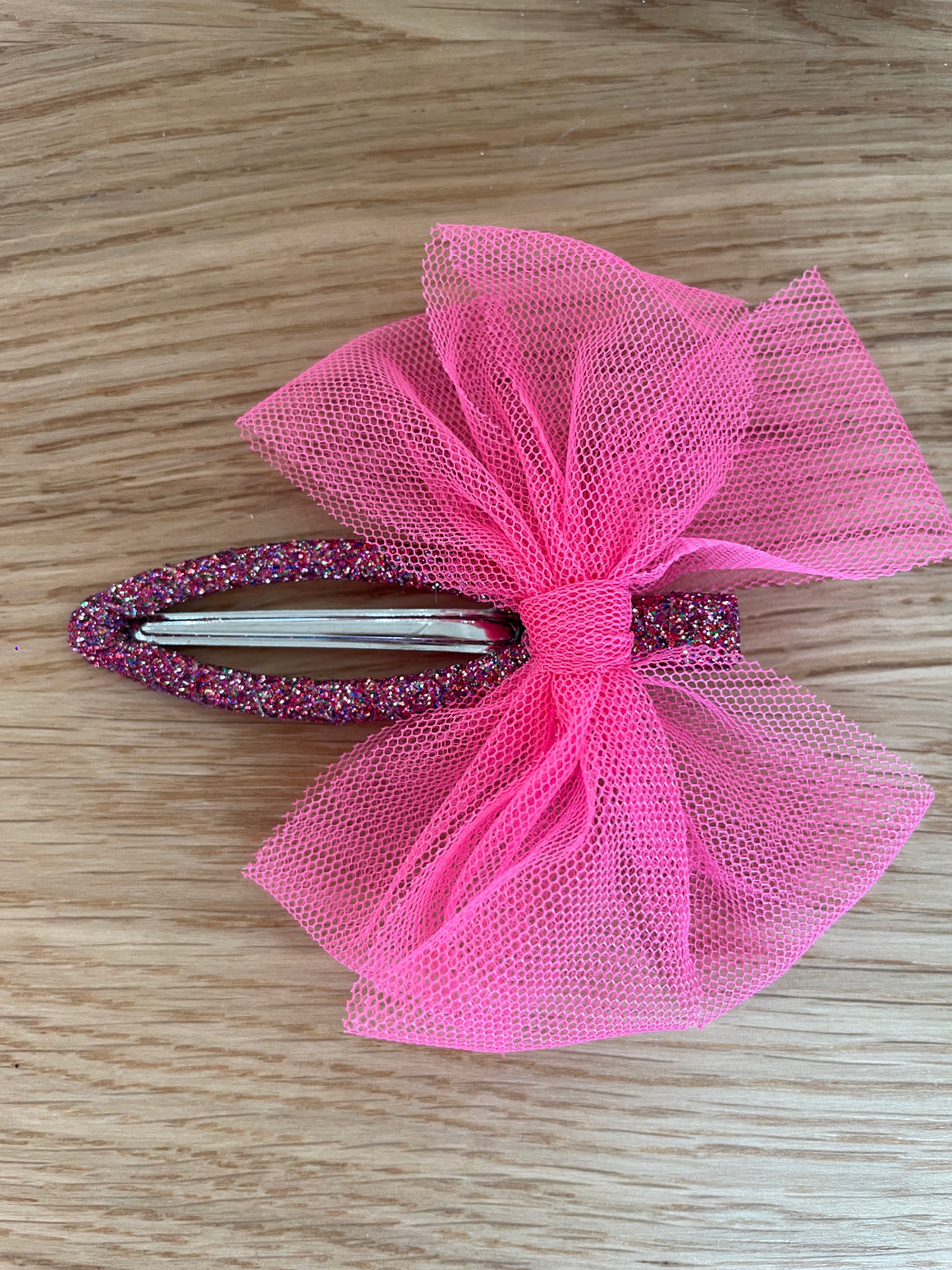 Hair Tulle Bow Clip | Fuchsia