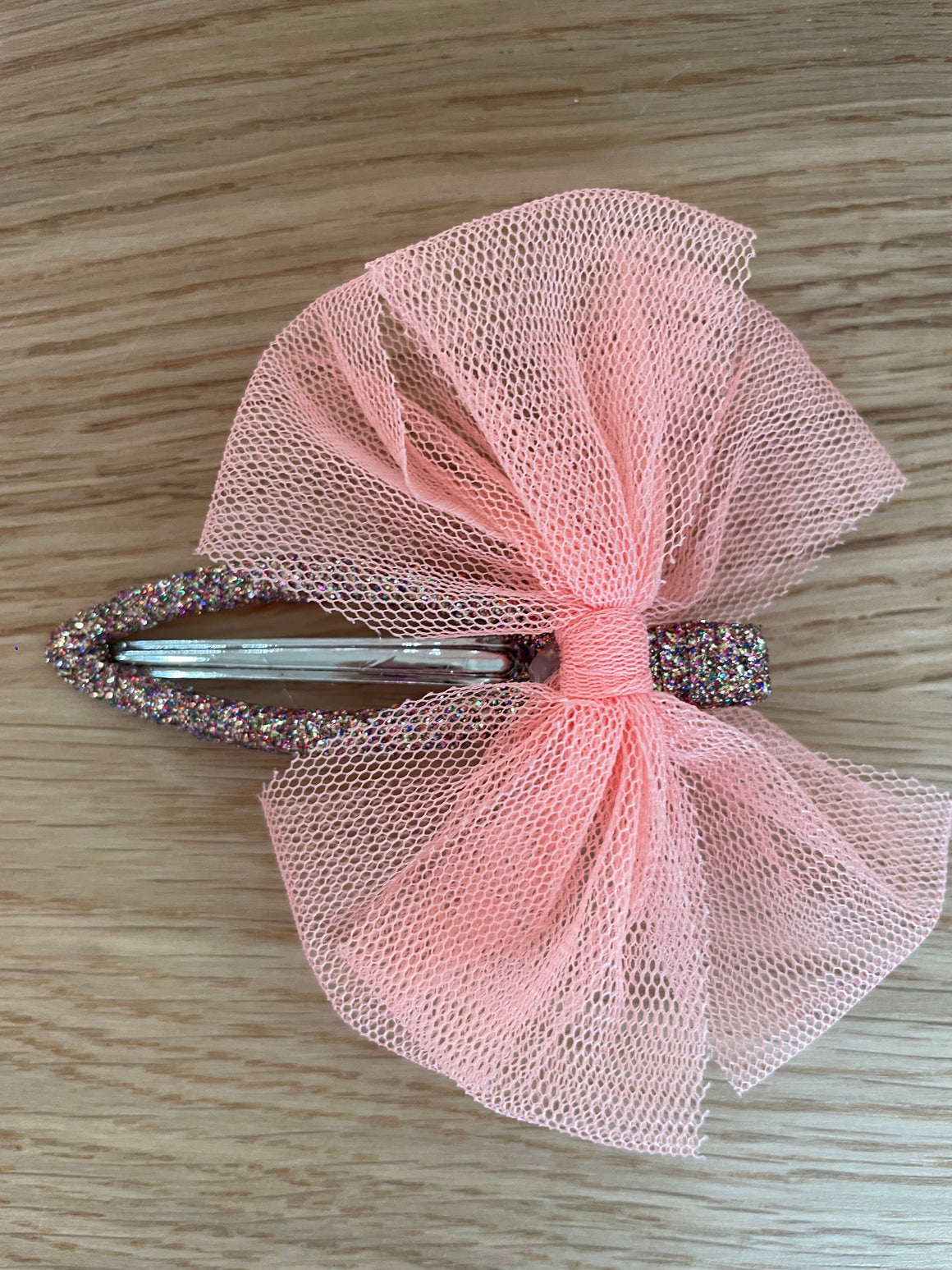 Hair Tulle Bow Clip | Coral