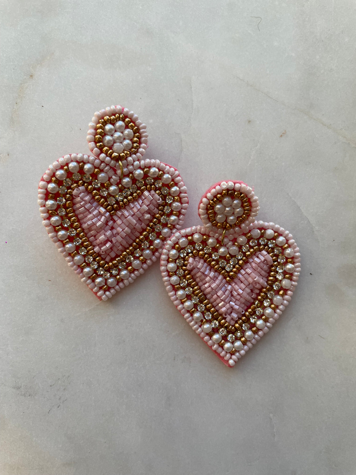 Earrings | Heart Pearl Beads