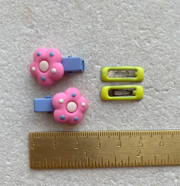 Mini Clip Set | Flower Alligator Snaps Pink Yellow