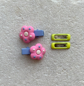 Mini Clip Set | Flower Alligator Snaps Pink Yellow