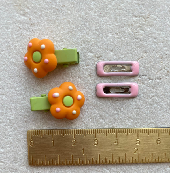 Mini Clip Set | Flower Alligator Snaps Orange