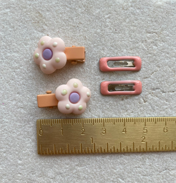 Mini Clip Set | Flower Alligator Snaps Pink Peach