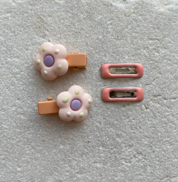 Mini Clip Set | Flower Alligator Snaps Pink Peach
