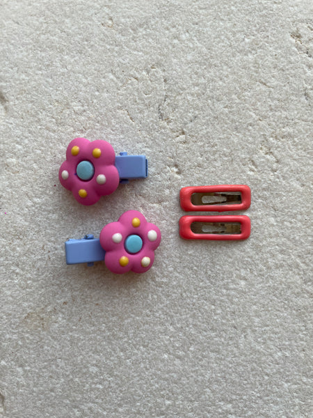 Mini Clip Set | Flower Alligator Snaps Fucshia
