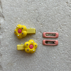 Mini Clip Set | Flower Alligator Snaps Yellow Peach