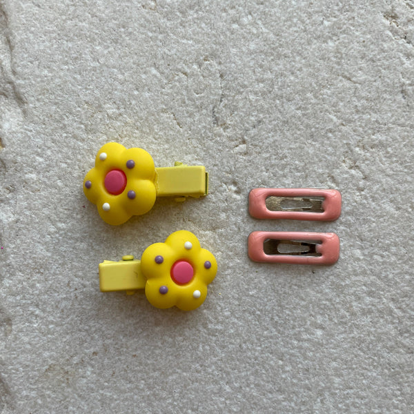 Mini Clip Set | Flower Alligator Snaps Yellow Peach
