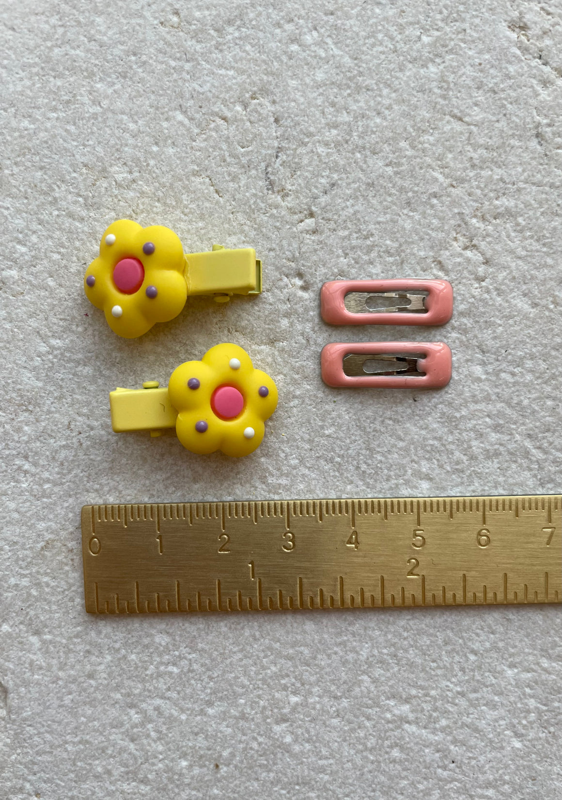Mini Clip Set | Flower Alligator Snaps Yellow Peach