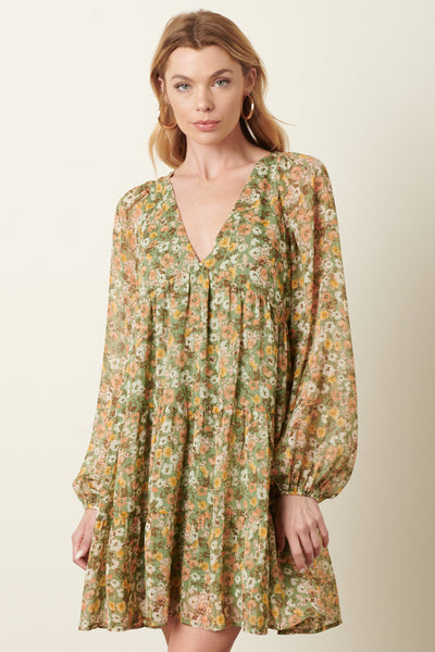 Dress | Flower V-Neck Babydoll